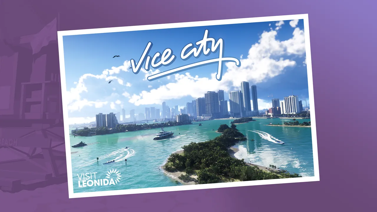 Vice City postcard — official Grand Theft Auto VI image, © Rockstar Games